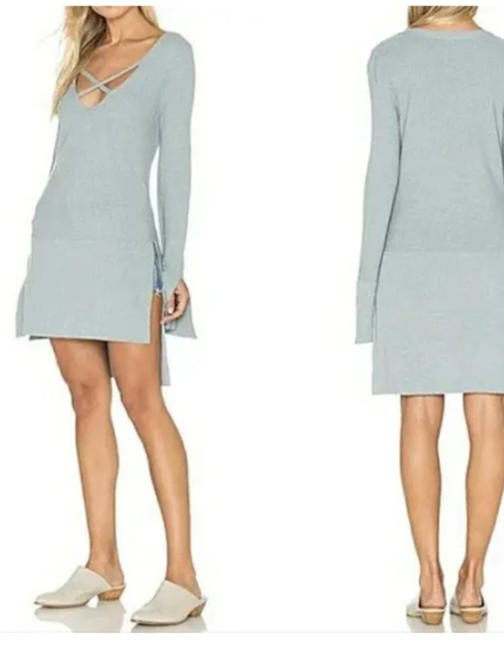 Free People Women's XS Criss Cross Sweater Sage Green